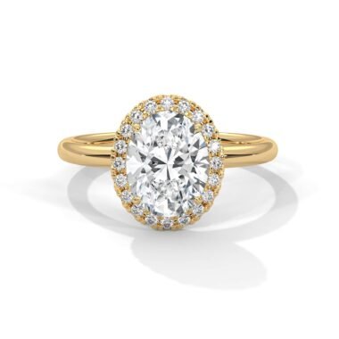 Oval Halo Solitaire Ring 