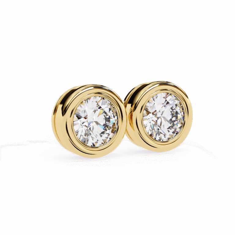 Bold Bezel-Set Round Diamond Stud Earring