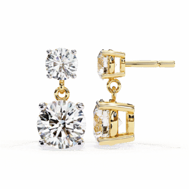 Dual Stone Round Diamond Earrings