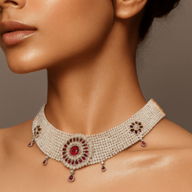 Triple Floral Center Beaded Necklaces